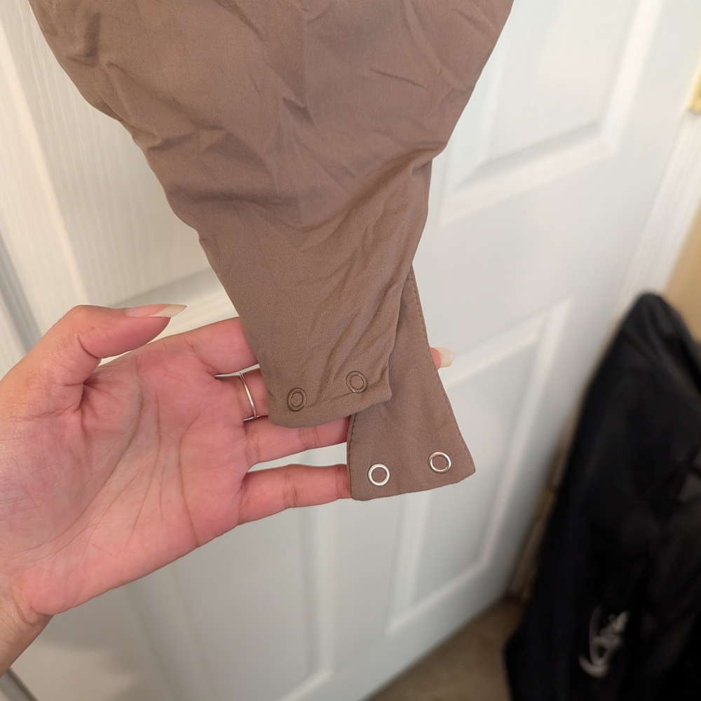 Solid Brown Spaghetti Strap Bodysuit - image 3